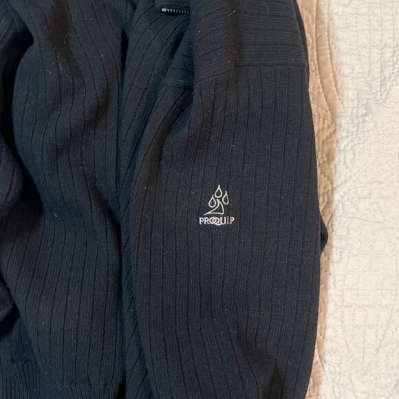 ProQuip Lambswool Lined 1/4 Zip Golf Sweater Large Windproof Ribbed Outdoor - Picture 5 of 8